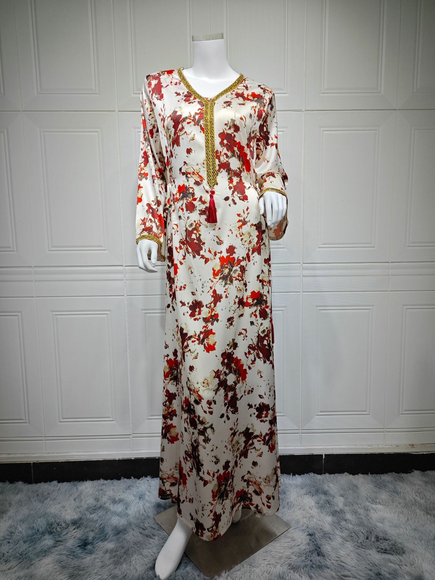 Graceful Printed Robe Elegant Soft Home Clothing