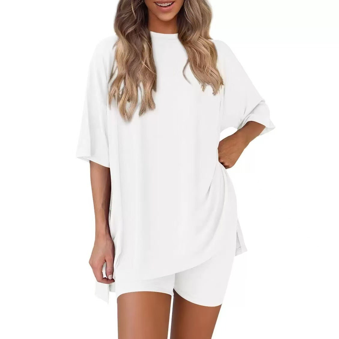 Loose Fashion Solid Color Casual Short-sleeved Suits