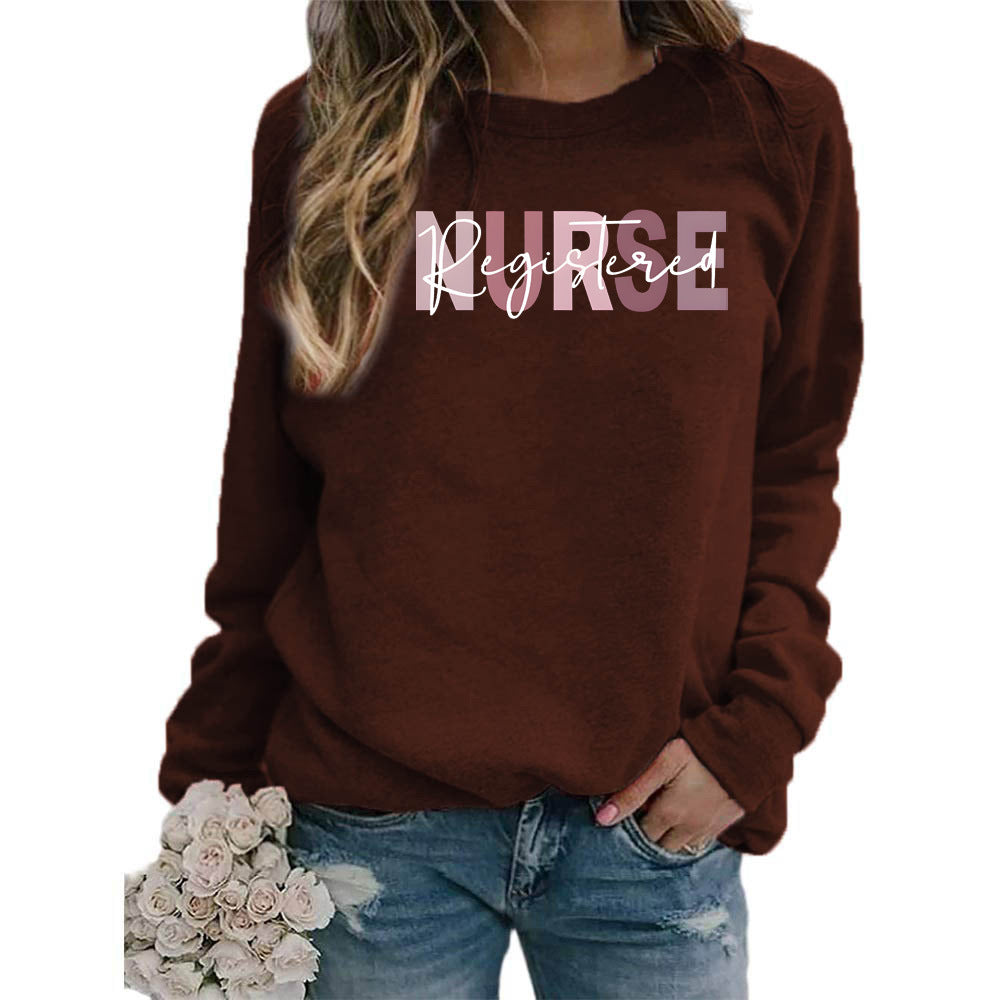 Women's Printed Round Neck Versatile Casual Loose Sweaters