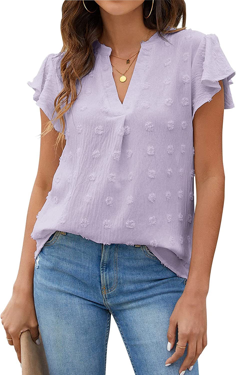 Women's Shirt Ruffled Elegant Chiffon Summer Blouses