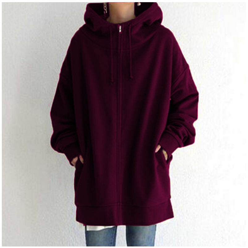 Personality Street Hoodies Zipper Hooded Long Sweaters