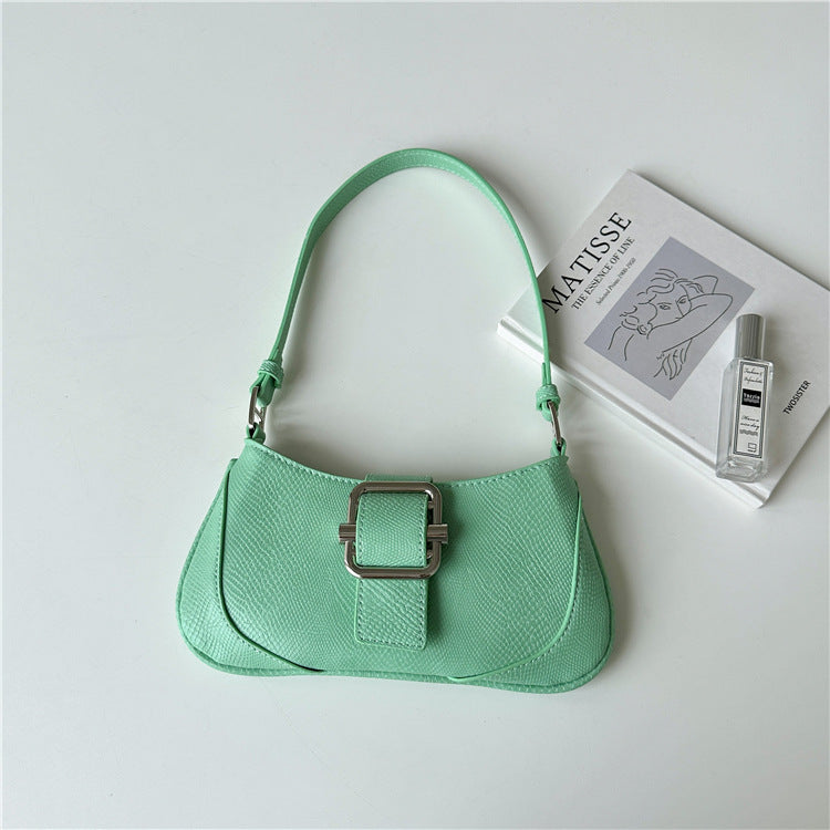 Women's Sense Color Contrast Patchwork Baguette Fashion Shoulder Bags