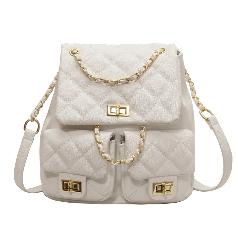 Women's Rhombus Advanced Texture Commuter Simple Chain Backpacks