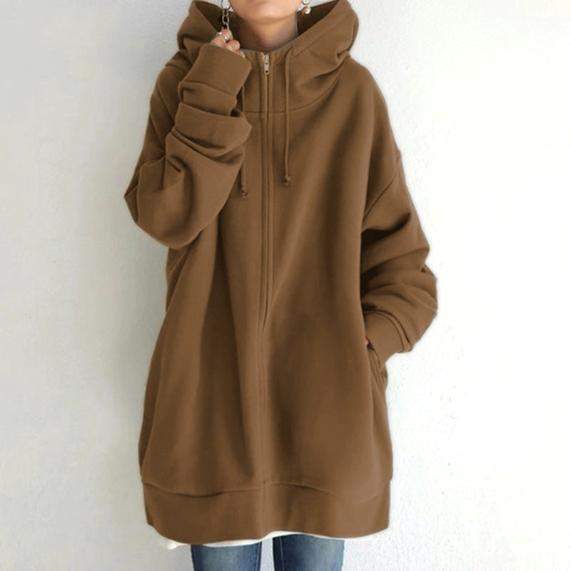 Personality Street Hoodies Zipper Hooded Long Sweaters
