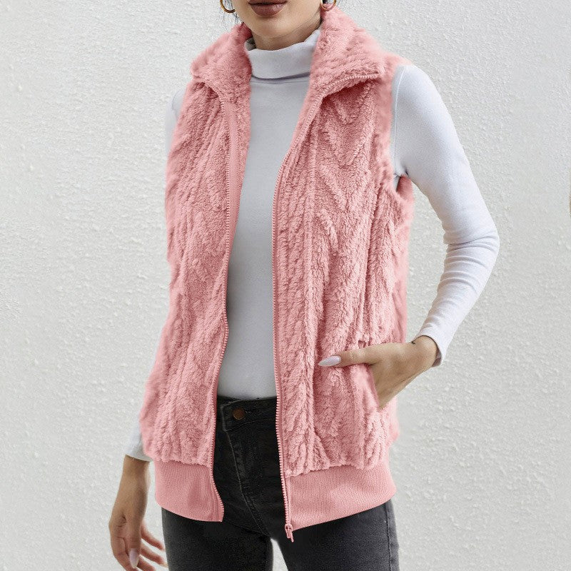Women's Waistcoat Plaid Comfortable Veet Stand Collar Vests