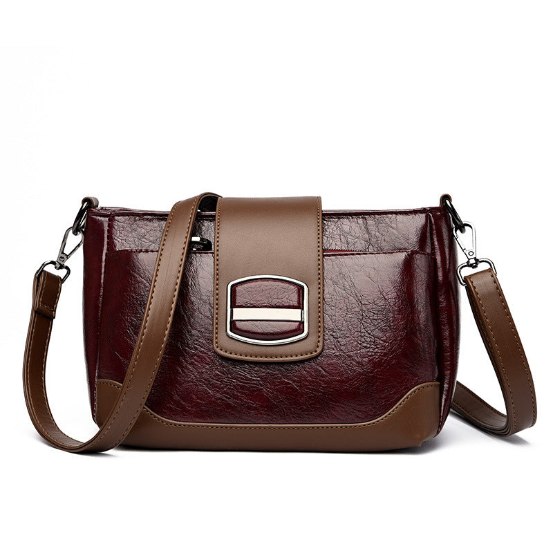 Women's Retro Style Mom Fashion Wax Leather Crossbody Bags