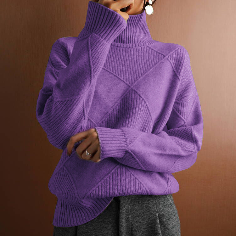 Casual Loose High Collar Warm Solid Sweaters