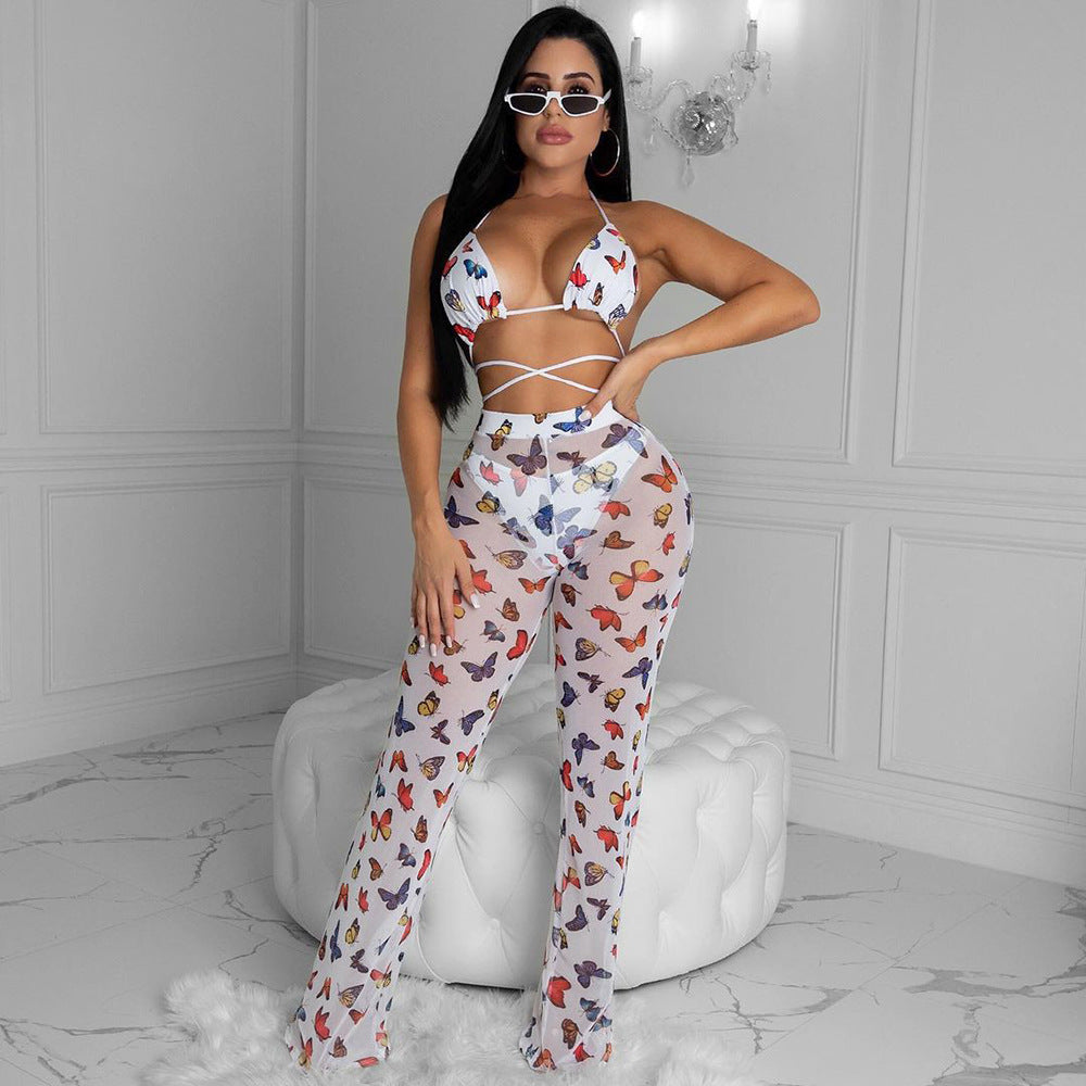 Women's Summer Hollow Bikini Flounced Two-piece Set Suits