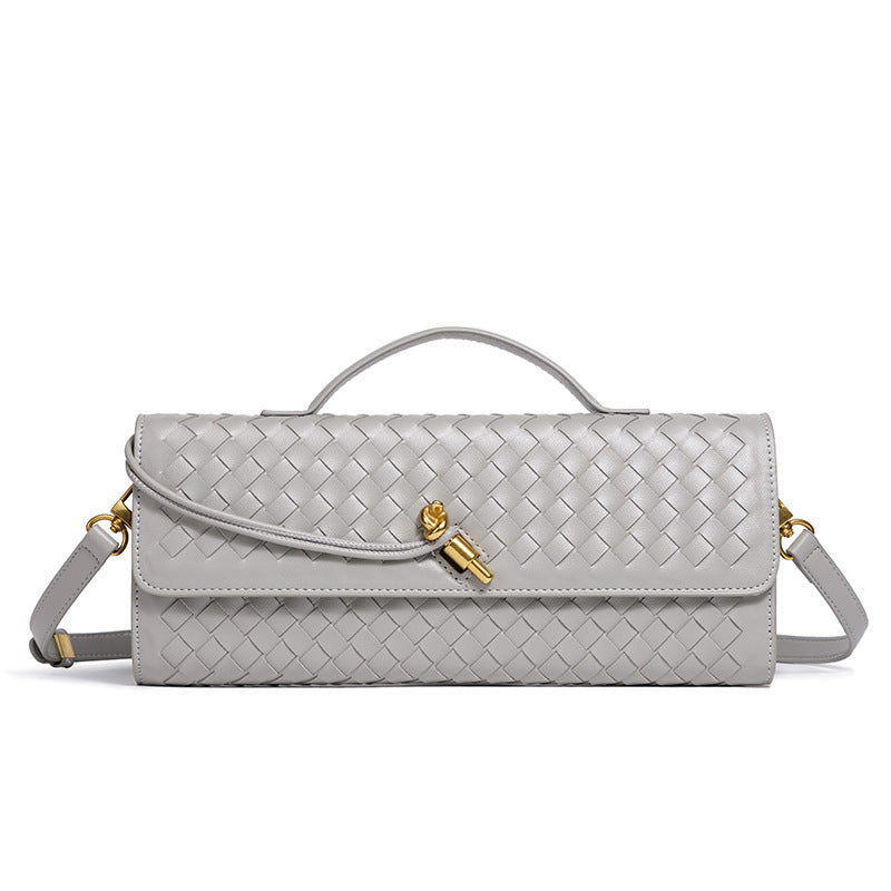 Women's Niche Woven Baguette Fashion Horizontal Clutch Handbags