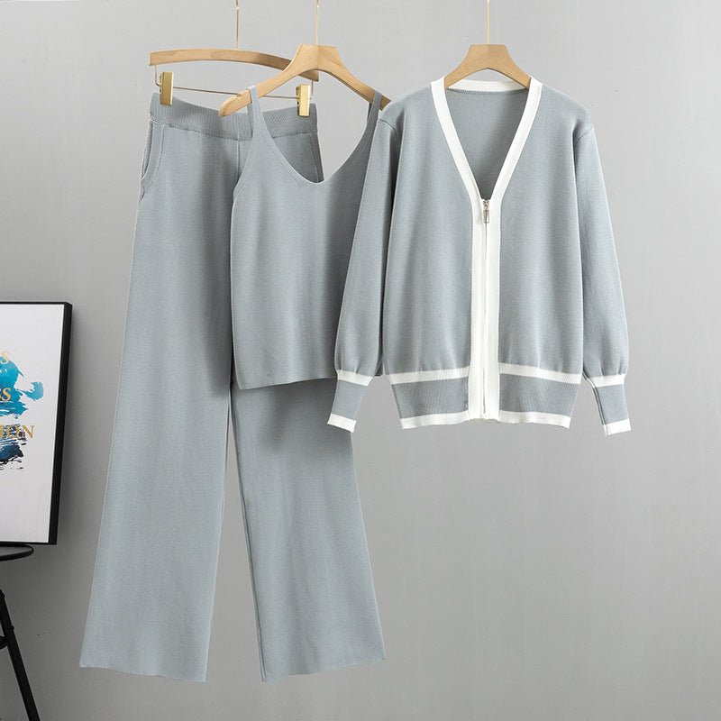 Women's Knitted Sling Three-piece European Goods Tide Suits