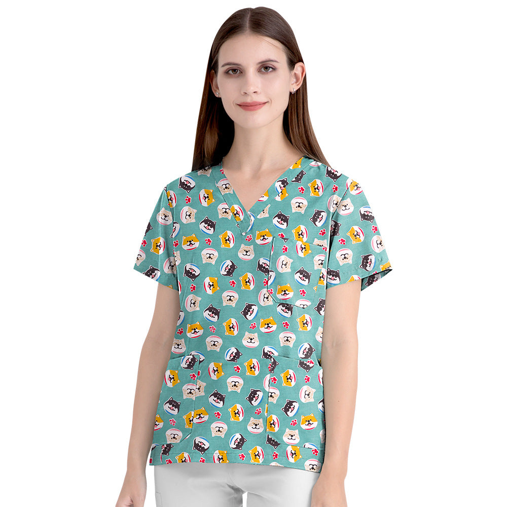 Women's Cartoon Print Surgical Gown Cloth For Uniform