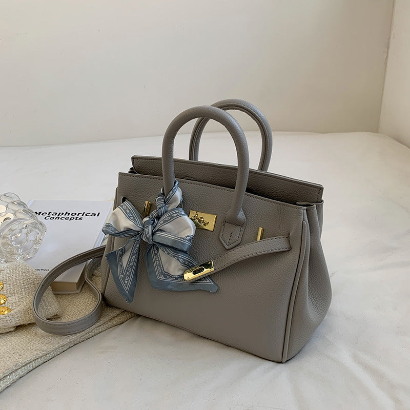 Women's Fashionable Lychee Pattern Large Capacity Kelly Shoulder Bags