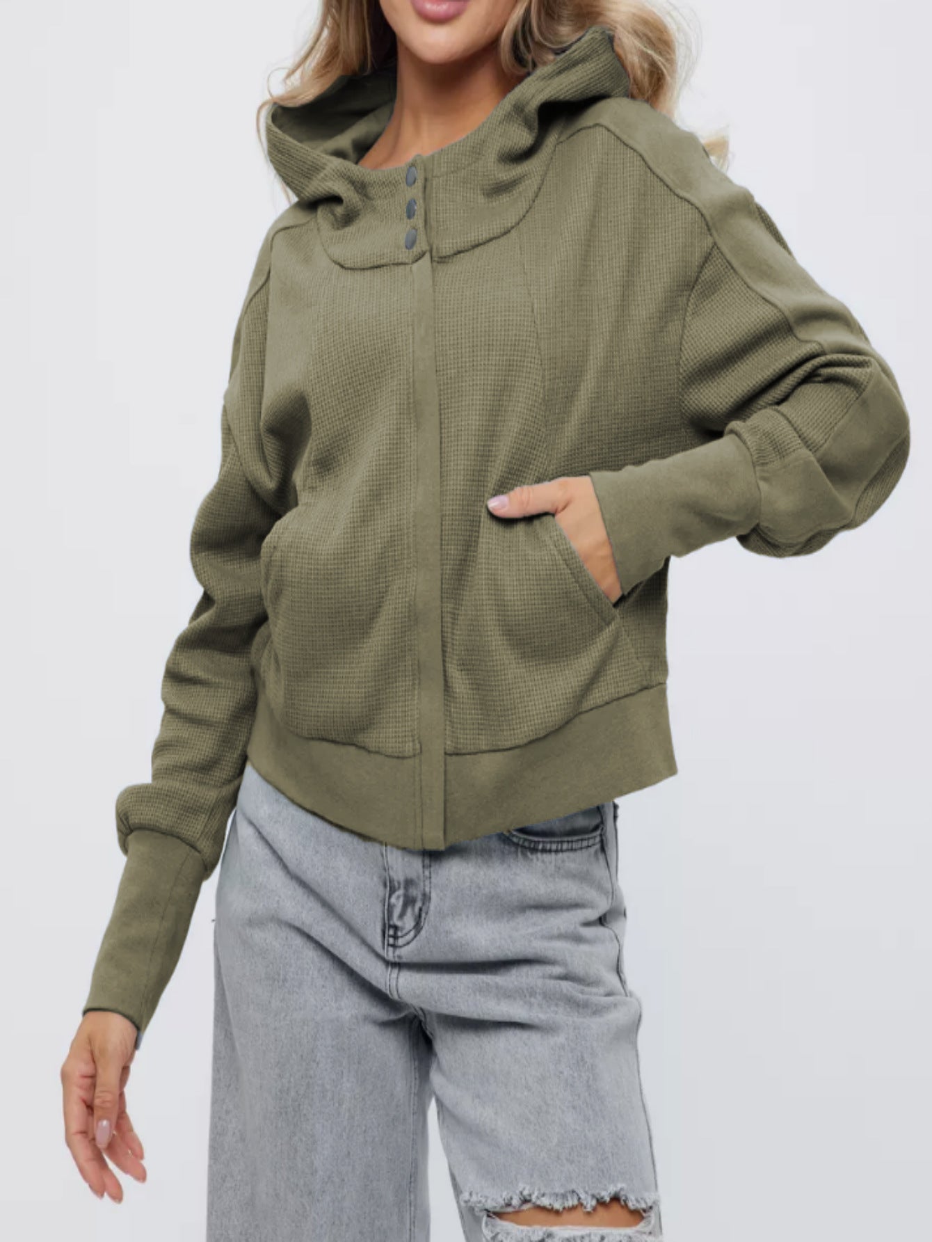 Women's Long Sleeve Pullover Zipper Trendy Hoodie Sweaters