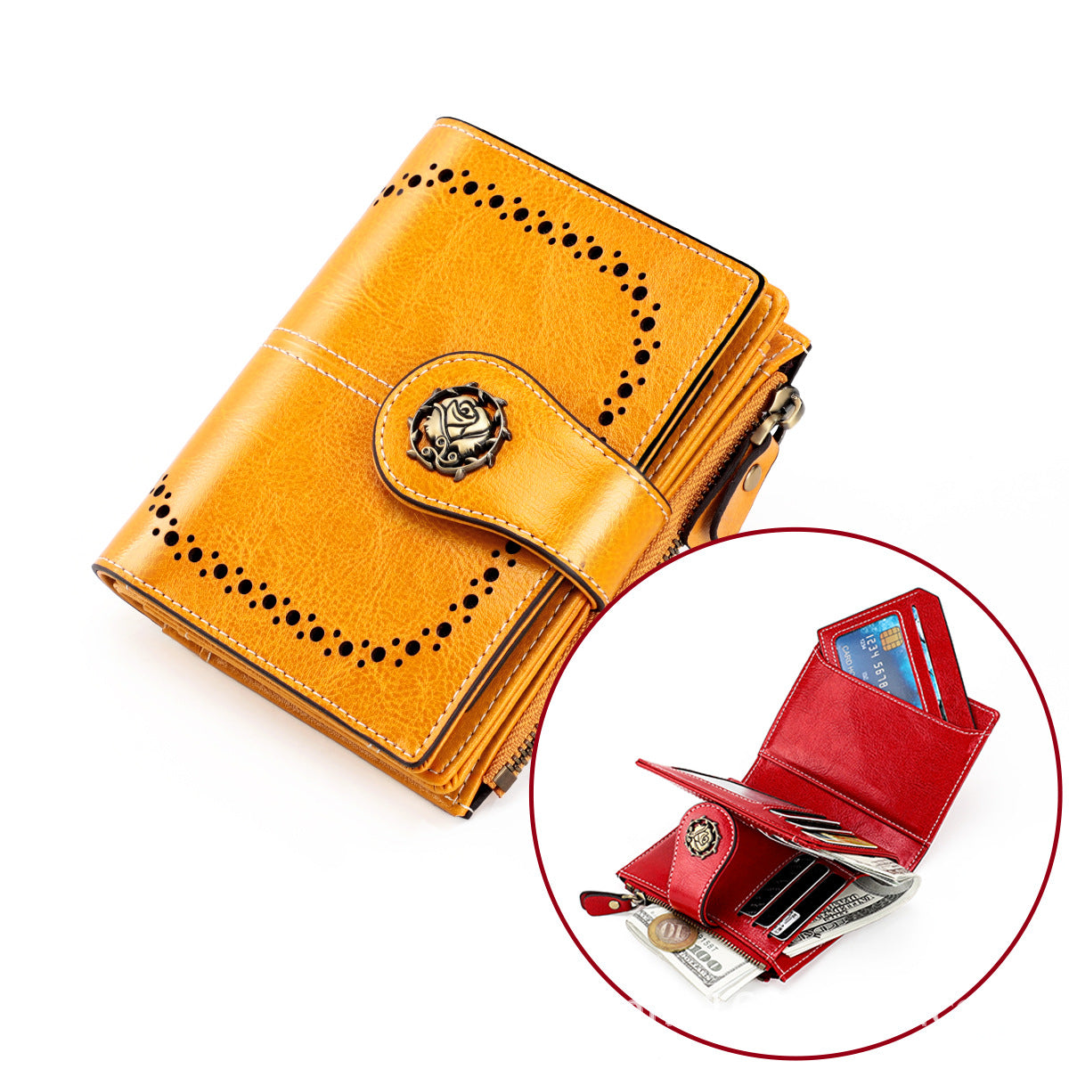Women's Style Leather Cowhide High-grade Short Ladies Wallets