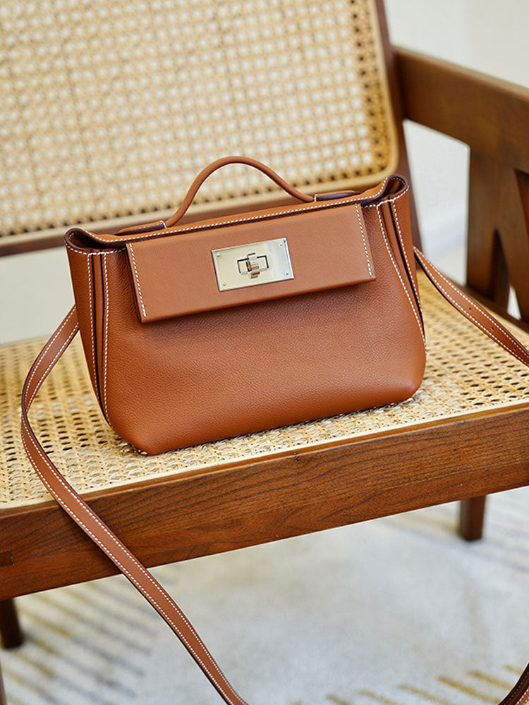 Women's Versatile Genuine Leather Cowhide Kelly Handbags