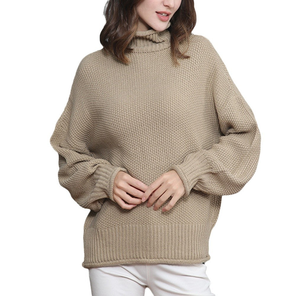 Women's Fashion Casual Long Sleeve Turtleneck Solid Sweaters