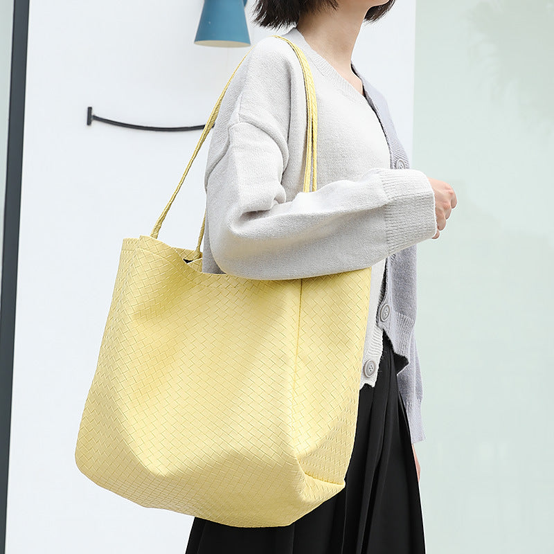 Women's Style Large Capacity Totes Simple Soft Leather Shoulder Bags