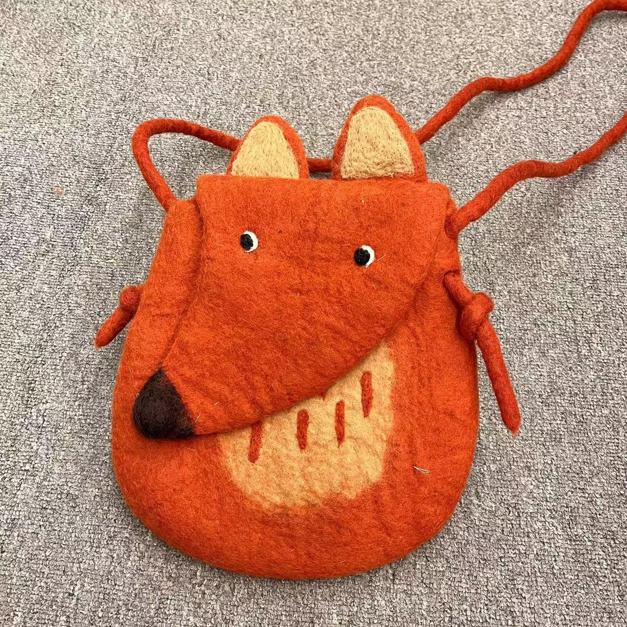 Wool Felt Cute Cartoon Funny Rabbit Fox Crossbody Bags
