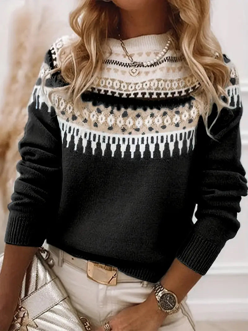 Women's Round Neck Multicolor Loose Fashion Pullover Sweaters
