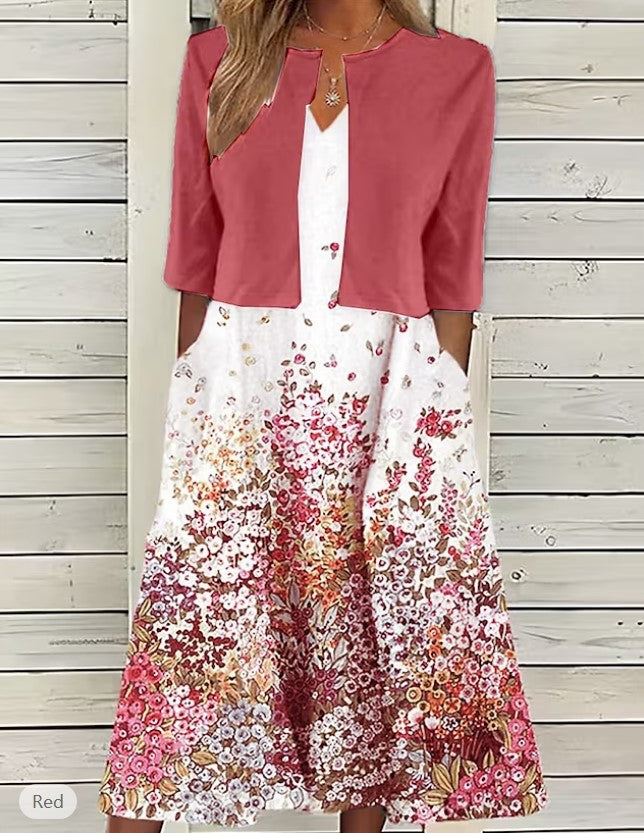 Women's Mature Elegant Long Two-piece Set Dress Dresses