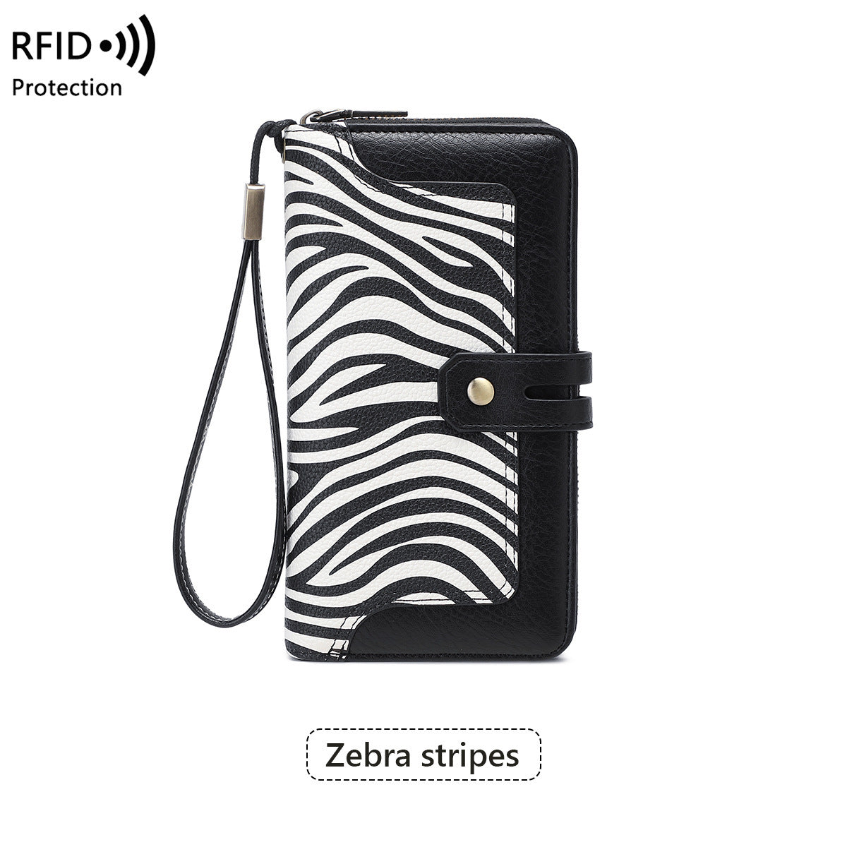 Women's Swiping Printing Contrast Color Retro Long Ladies Wallet