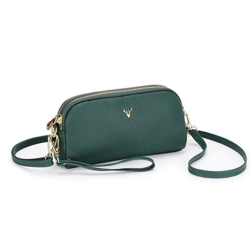 Women's Leather Fashion Cattlehide One Big Litchi Crossbody Bags