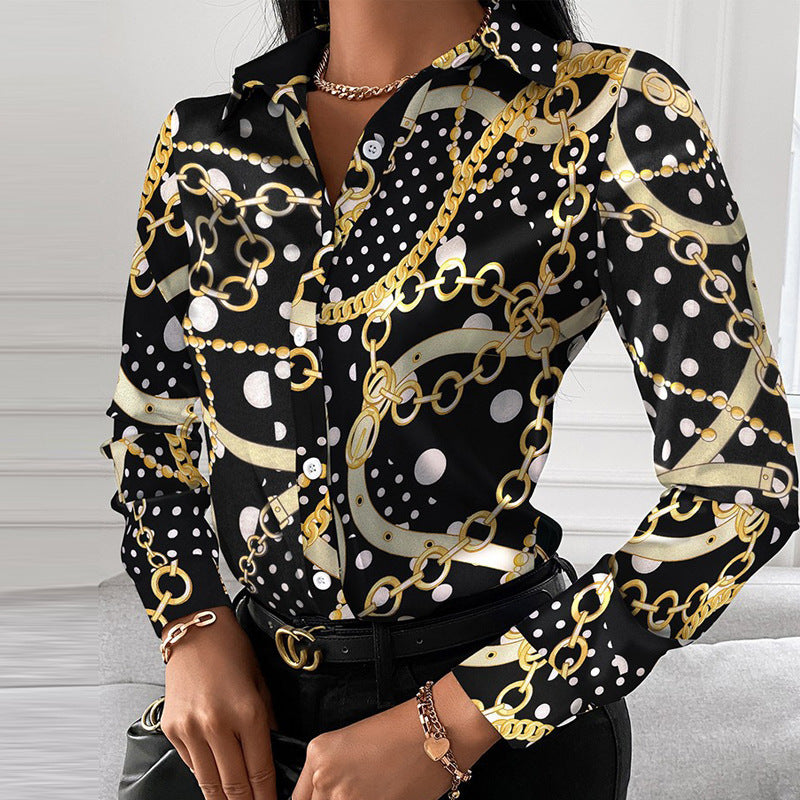 Women's Shirt Long Sleeve Geometric Print Temperament Blouses