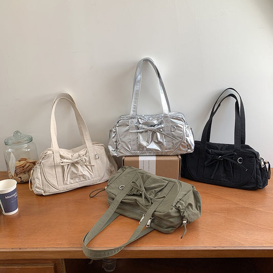 Women's Simple Underarm Niche Pleated Bow Summer Shoulder Bags