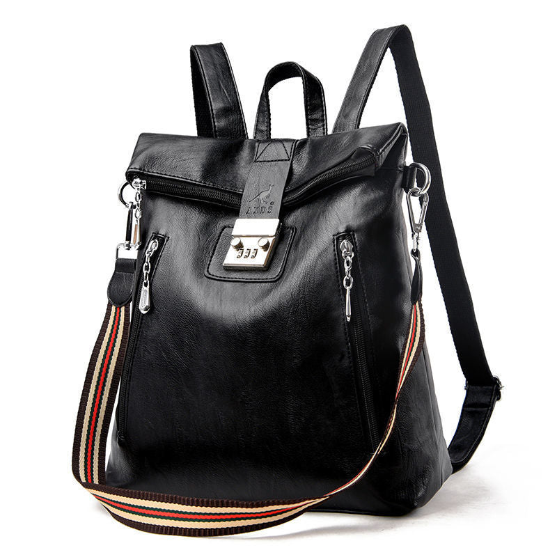 Women's Password Soft Leather Large Capacity Backpacks