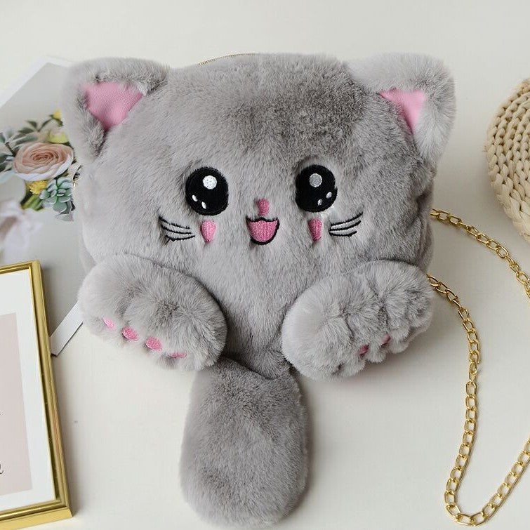 Women's Cute Cat Cartoon Plush High-grade Women's Messenger Bag