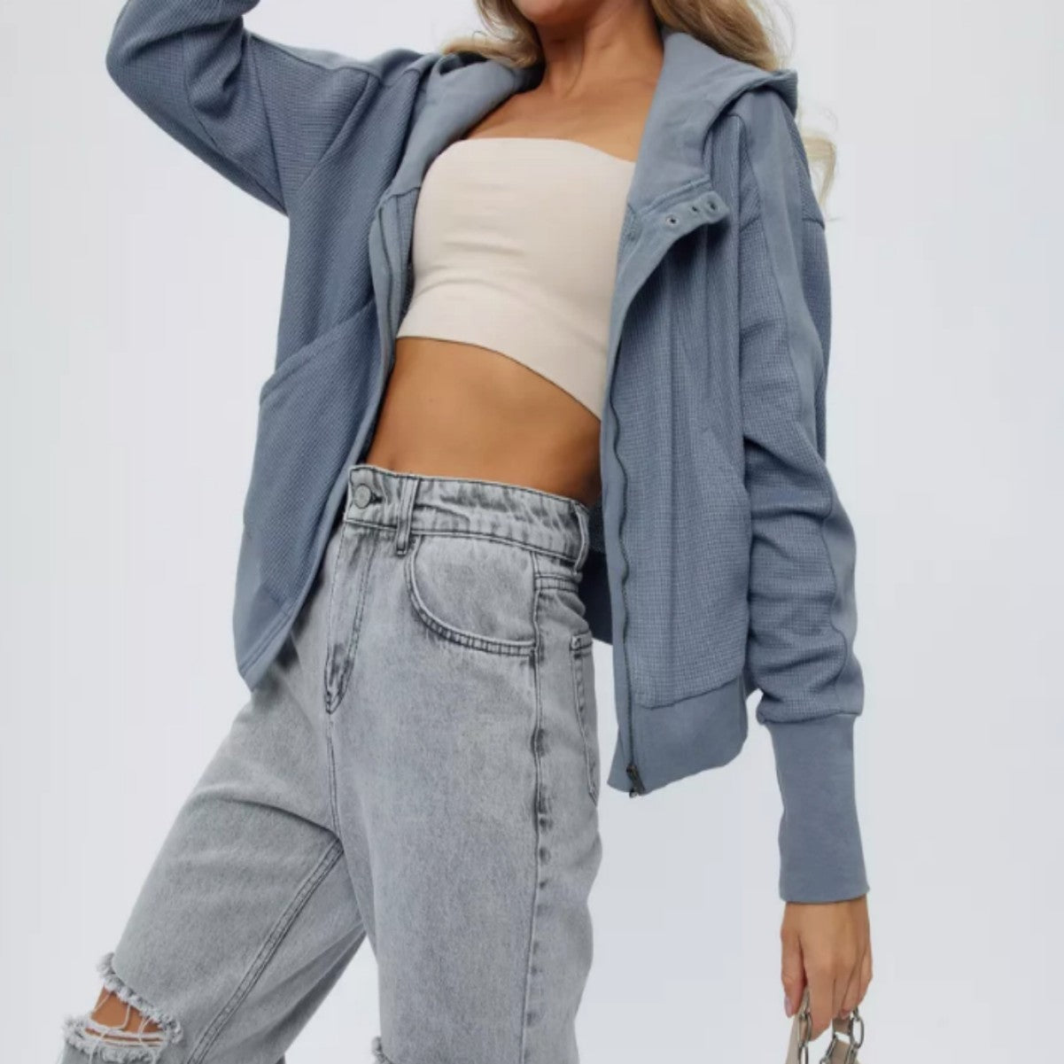 Women's Long Sleeve Pullover Zipper Trendy Hoodie Sweaters