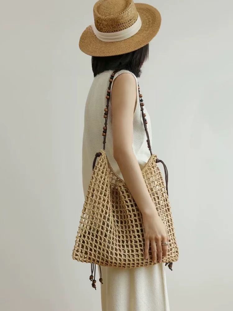 Women's Summer Vacation Style Straw Hand-woven Raffia Shoulder Bags