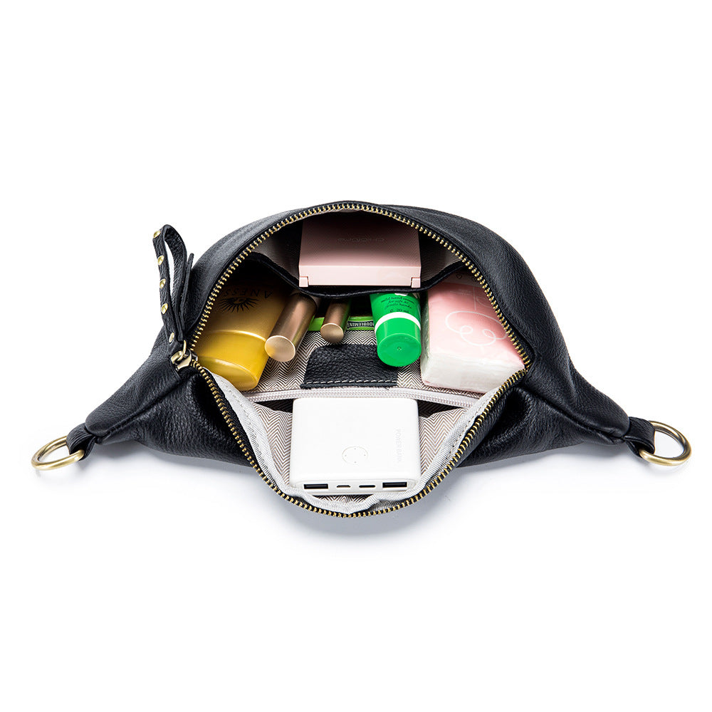 Women's Leather Fashion Niche Large Capacity First Layer Waist Packs