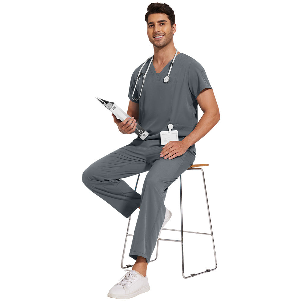 Men's Solid Color Thin Casual Comfortable Short-sleeved Trousers Uniform