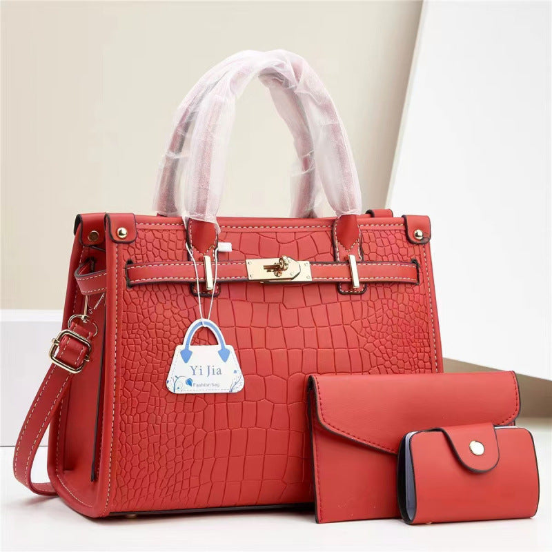 Women's Stone Pattern Mother Solid Color Trendy Small Square Bags