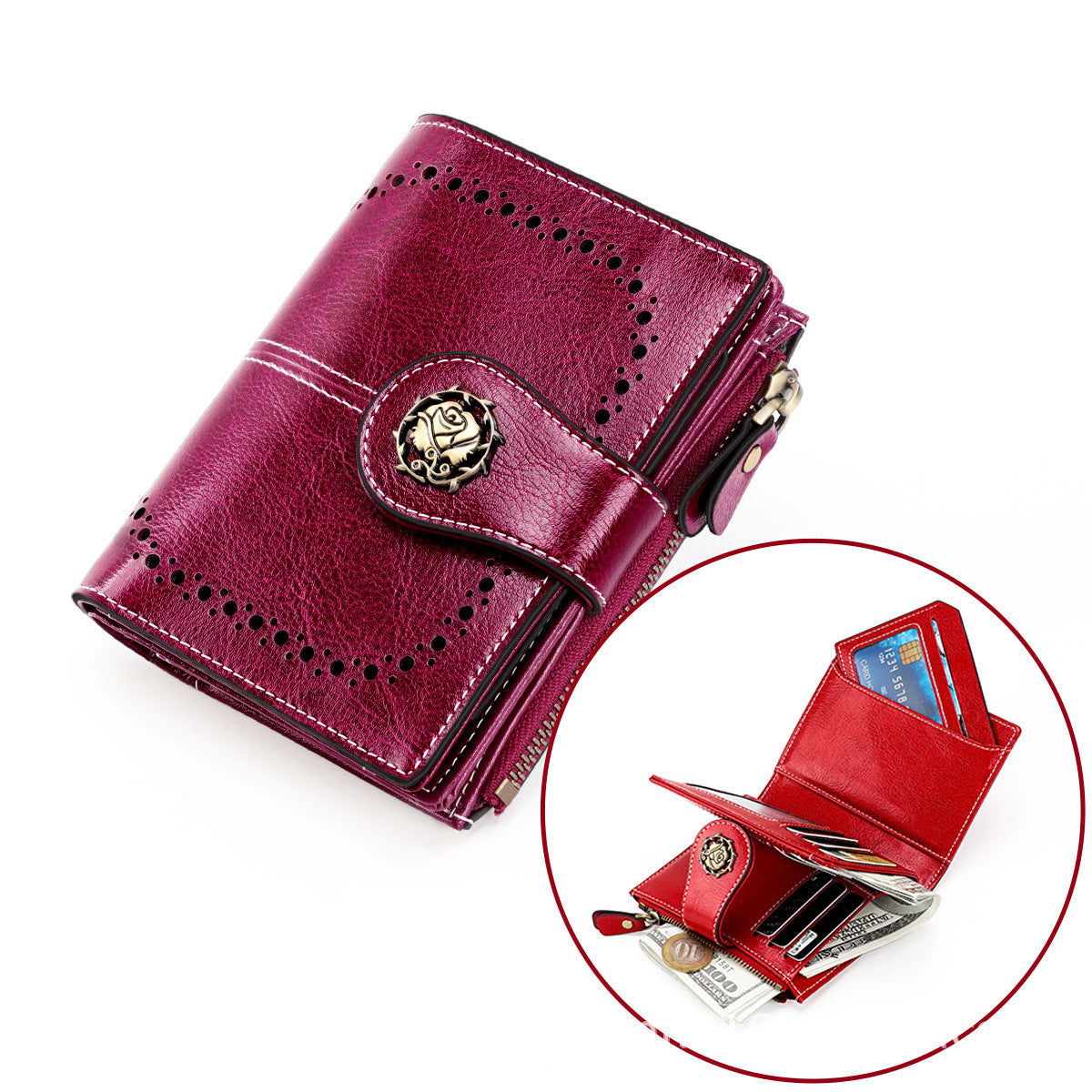 Women's Style Leather Cowhide High-grade Short Ladies Wallets
