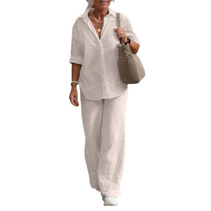 Women's Long Sleeve Shirt Leisure Solid Color Suits
