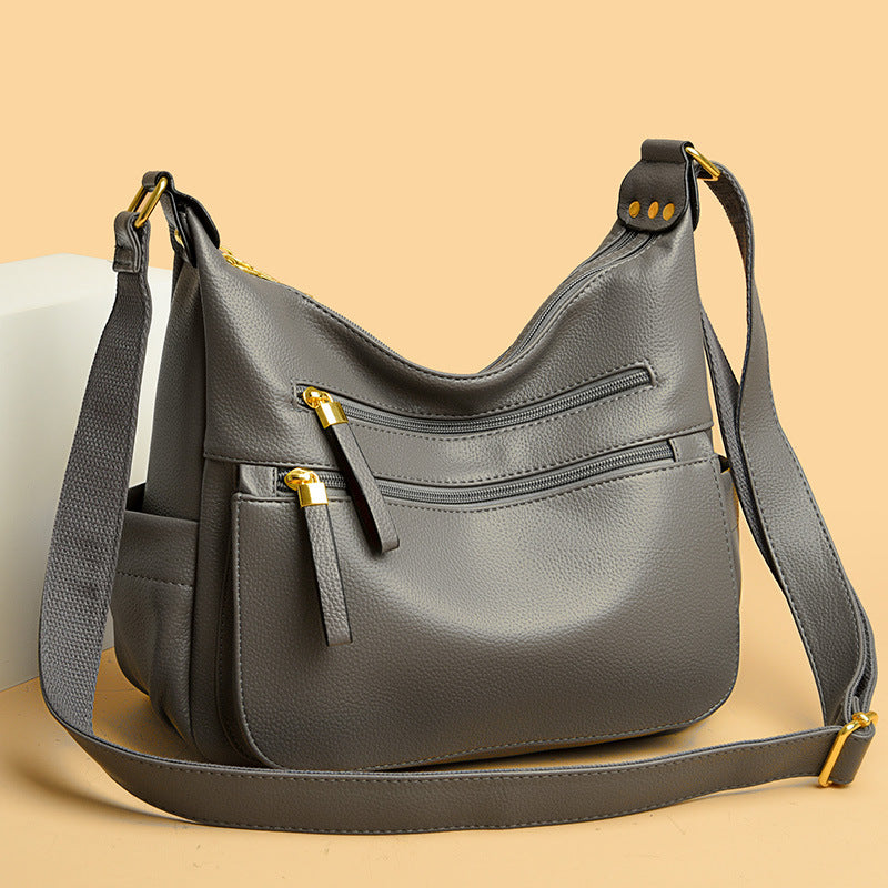 Women's Soft Leather Textured Mother-in-law Simple Shoulder Bags