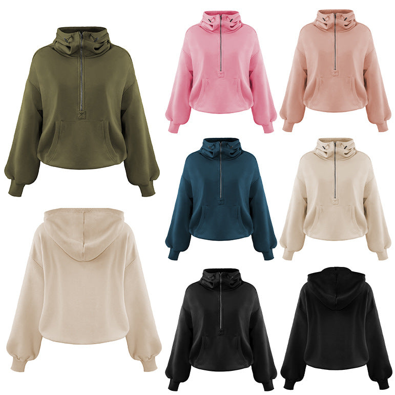 Women's Hooded Tide Sports Hoodie Zipper Drawstring Sweaters