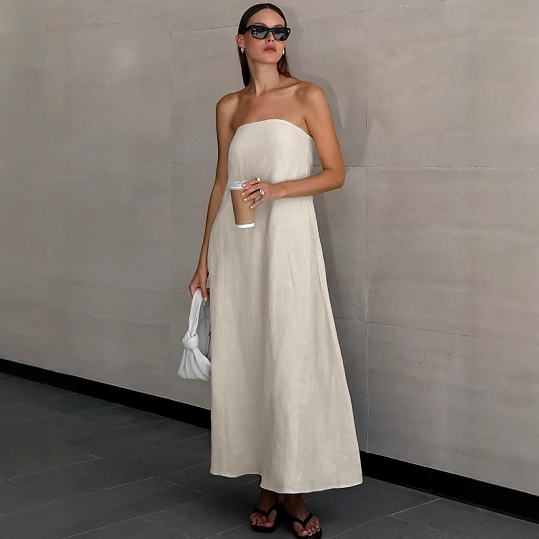 Women's Unique Design Simple Dress Slim Fit Graceful Tube Dresses