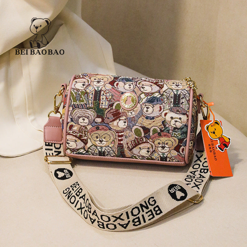 Women's Source Female Canvas Bear Lightweight Crossbody Bags