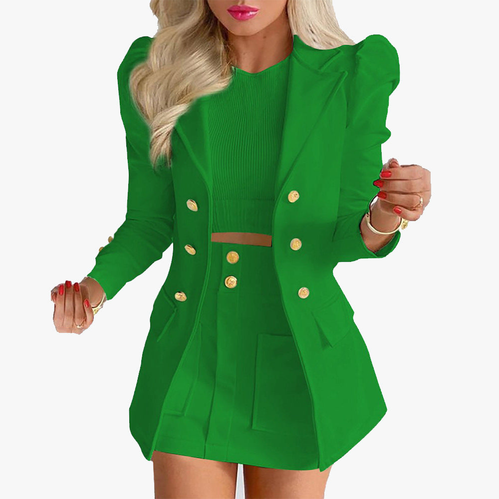 Women's Fashion Temperament Printed Princess Sleeves Business Suits