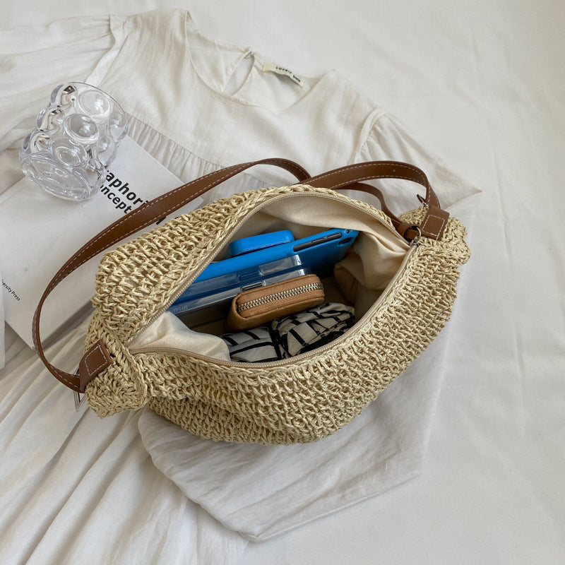 Women's Straw Woven Beach Weaving Simple Leisure Armpit Bags