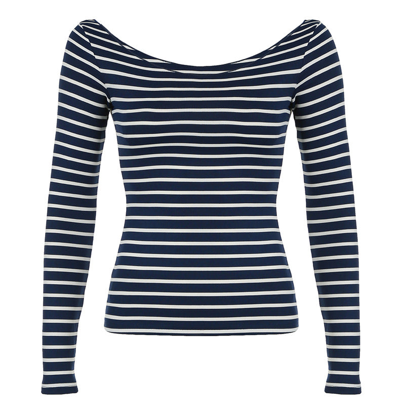 Striped Lightweight Long Sleeve Hot Sexy Blouses