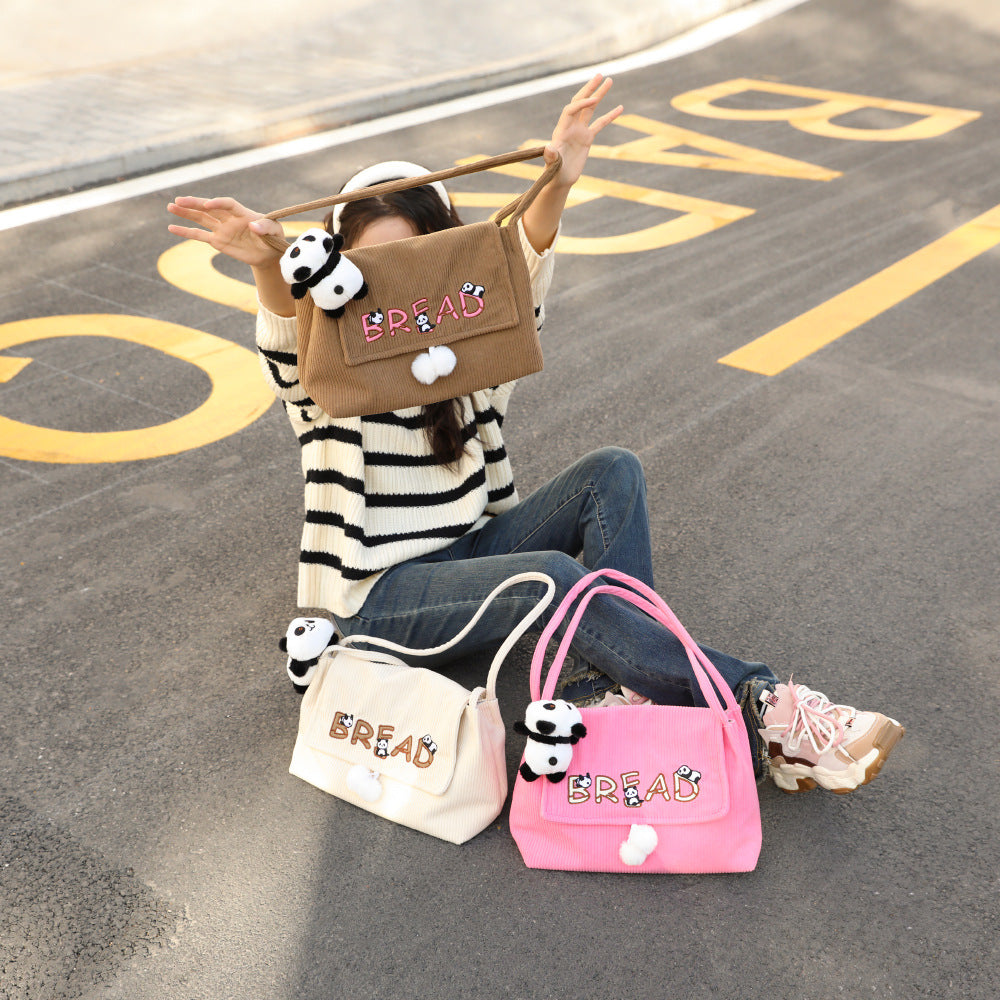 Women's Korean Style Corduroy Canvas Retro Fashion Armpit Bags