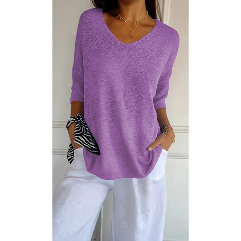 Women's Basic Style Slimming Sleeve Solid Color Sweaters