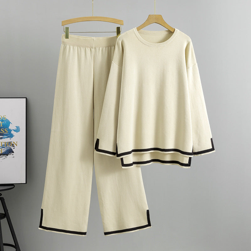 Women's Knitting Long Sleeve Split Two-piece Suits