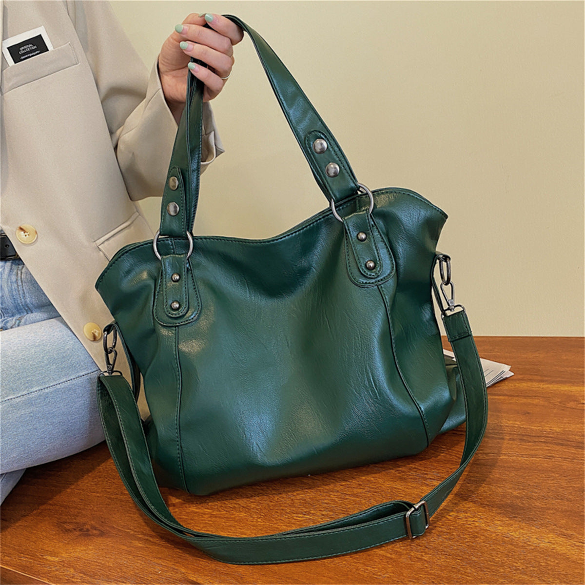 Women's Retro Fashionable Simple Korean Style Large Backpacks