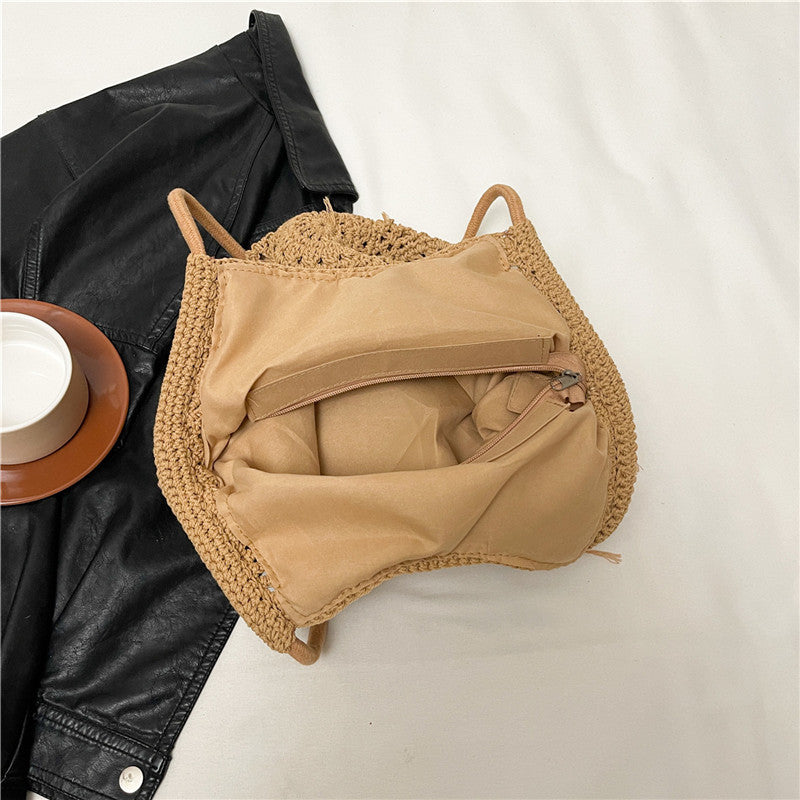 Women's Urban Simple Solid Color Hollow Beaded Shoulder Bags