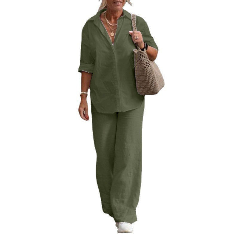 Women's Long Sleeve Shirt Leisure Solid Color Suits